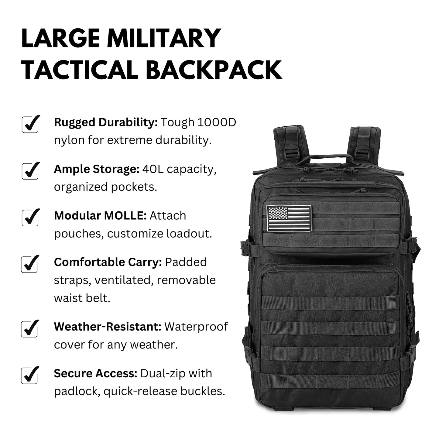 Military Tactical Backpack (40L)